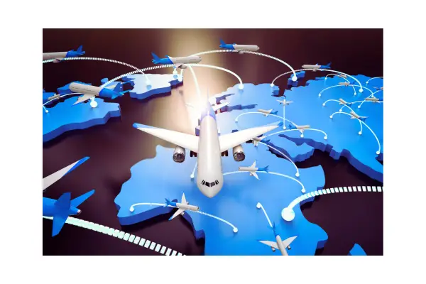 Mapa com aeroportos alternativos para comparar tarifas diferentes e economizar.