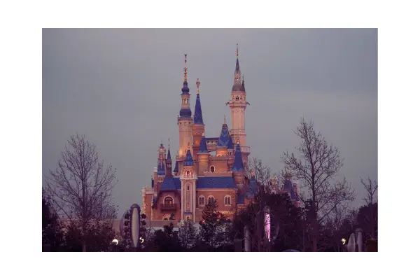 Castelo da Disney em Orlando iluminado à noite