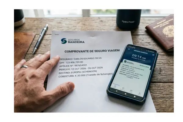Comprovante de seguro viagem para a Europa impresso e no celular na imigração